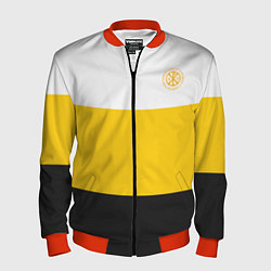 Бомбер мужской За веру царя и святую триединую Русь желтая, цвет: 3D-красный