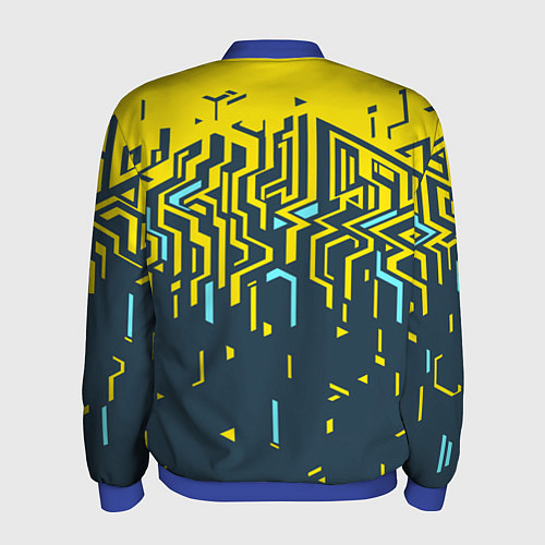 Мужской бомбер Яркий абстрактный геометрический рисунок для спорт / 3D-Синий – фото 2