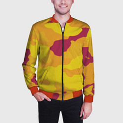 Бомбер мужской Камуфляж золото текстура, цвет: 3D-красный — фото 2