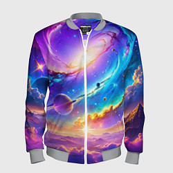 Бомбер мужской Космос в неоновых тонах, цвет: 3D-меланж