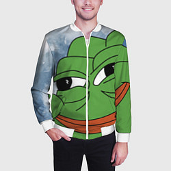 Бомбер мужской Хитрый лягушонок пепе, цвет: 3D-белый — фото 2