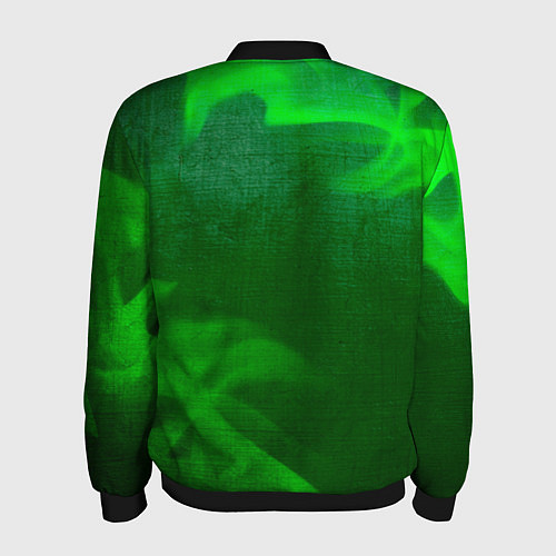 Мужской бомбер Fallout - green gradient вертикально / 3D-Черный – фото 2