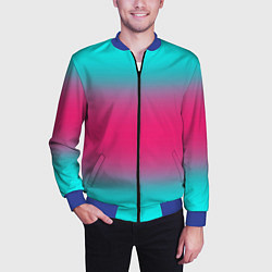 Бомбер мужской Градиент текстура неон, цвет: 3D-синий — фото 2