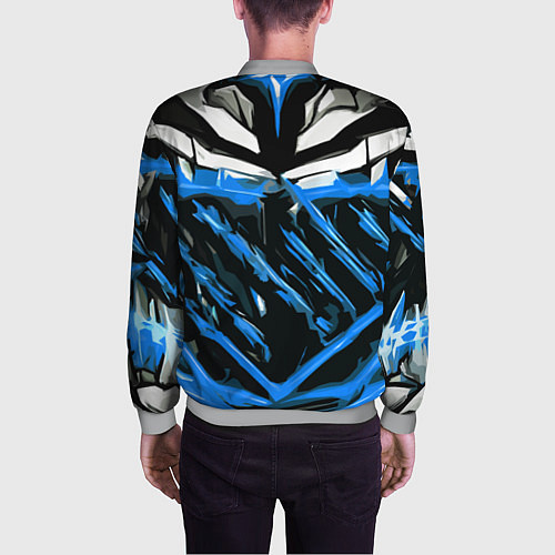 Мужской бомбер Blue and white abstraction on a black background / 3D-Меланж – фото 4