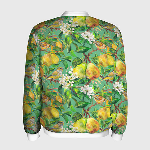 Мужской бомбер Груши и птицы / 3D-Белый – фото 2