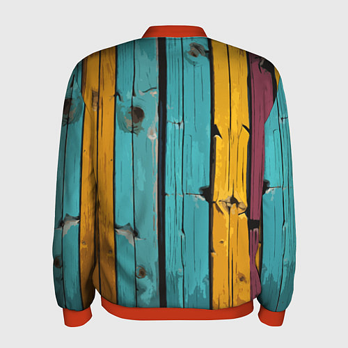 Мужской бомбер Цветные доски / 3D-Красный – фото 2