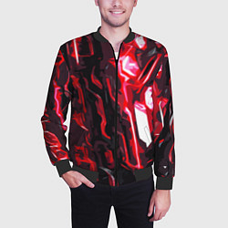 Бомбер мужской Красно-чёрная киберпанк абстракция, цвет: 3D-черный — фото 2
