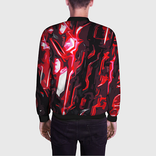 Мужской бомбер Красно-чёрная киберпанк абстракция / 3D-Черный – фото 4