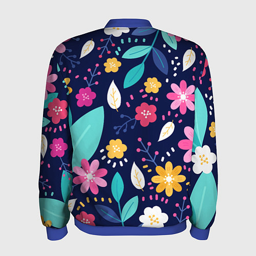 Мужской бомбер Абстракция цветочный фон / 3D-Синий – фото 2