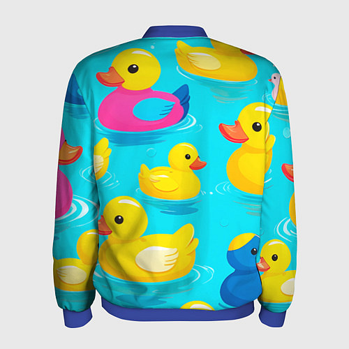 Мужской бомбер Плавающие уточки / 3D-Синий – фото 2