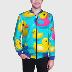 Бомбер мужской Плавающие уточки, цвет: 3D-синий — фото 2