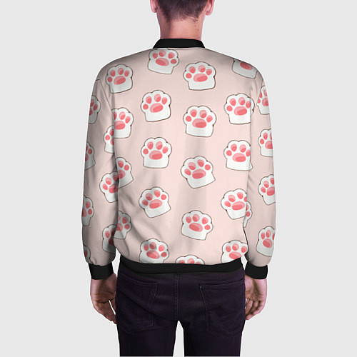Мужской бомбер Милые отпечатки пушистых лапок / 3D-Черный – фото 4