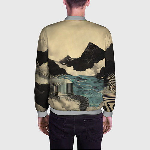 Мужской бомбер Ретро пейзаж в Японском стиле / 3D-Меланж – фото 4