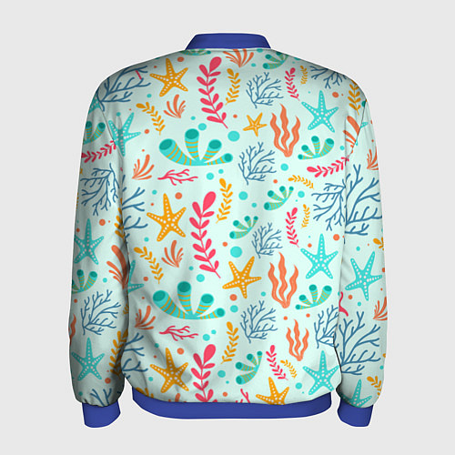 Мужской бомбер Абстракция коралловый фон / 3D-Синий – фото 2