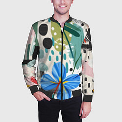 Бомбер мужской Цветы горошек абстракция, цвет: 3D-черный — фото 2