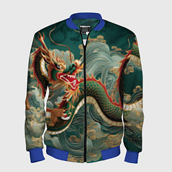 Мужской бомбер Японский дракон контрасты
