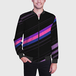 Бомбер мужской Неоновые полосы, цвет: 3D-черный — фото 2