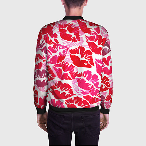Мужской бомбер Девчачьи отпечатки красных губ - подарок любви / 3D-Черный – фото 4