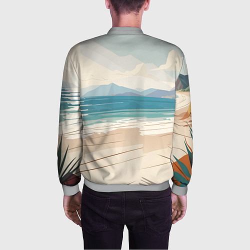 Мужской бомбер Летний пейзаж с женщиной на пляже / 3D-Меланж – фото 4