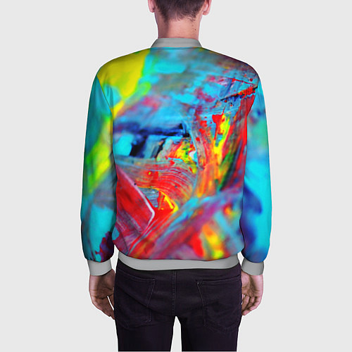 Мужской бомбер Абстрактные краски неон / 3D-Меланж – фото 4