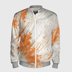 Мужской бомбер Оранжевая краска на белом