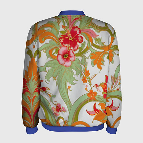 Мужской бомбер Яркий цветочный узор / 3D-Синий – фото 2