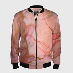 Бомбер мужской Текстура розового мрамора с золотом, цвет: 3D-черный