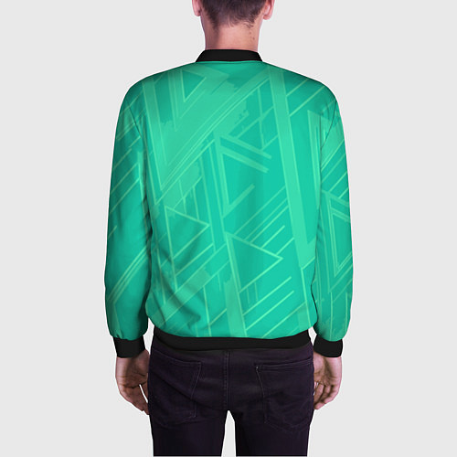 Мужской бомбер Мятный зелёный однотонный геометричный / 3D-Черный – фото 4