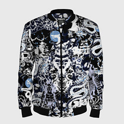 Бомбер мужской Японский самурай и драконы, цвет: 3D-черный
