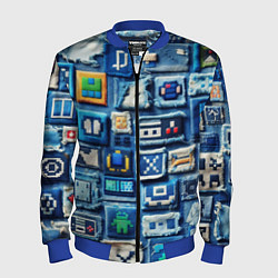 Мужской бомбер Пэчворк с геймерскими знаками