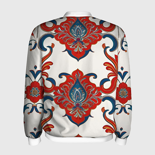 Мужской бомбер Узор красно-синий на белом фоне / 3D-Белый – фото 2
