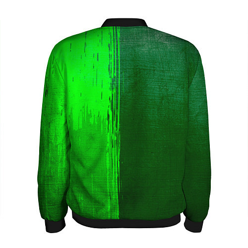 Мужской бомбер Leeds United - green gradient по-вертикали / 3D-Черный – фото 2