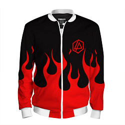 Бомбер мужской Linkin park logo fire, цвет: 3D-белый