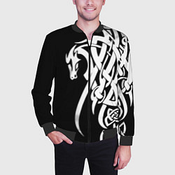 Бомбер мужской Языческий кельтский орнамент тату, цвет: 3D-черный — фото 2
