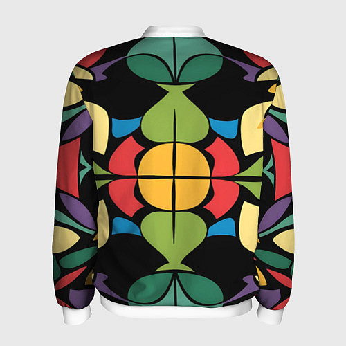 Мужской бомбер Калейдоскоп на темном фоне / 3D-Белый – фото 2