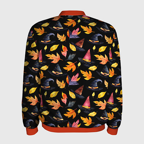 Мужской бомбер Ведьмина шляпа - паттерн / 3D-Красный – фото 2