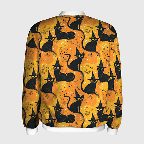 Мужской бомбер Кошки в шляпах - паттерн / 3D-Белый – фото 2