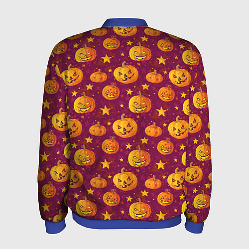 Мужской бомбер Веселые тыквы на Хэллоуин / 3D-Синий – фото 2