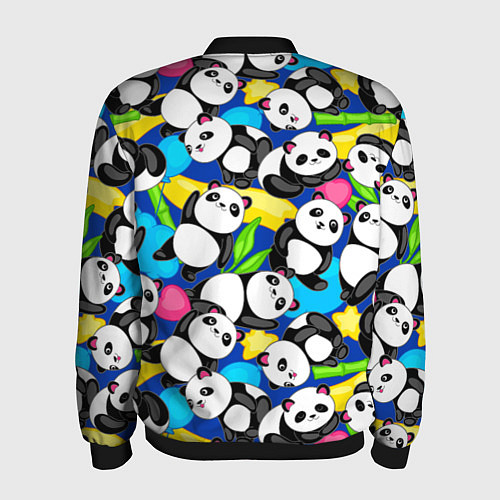 Мужской бомбер Панды цветной паттерн / 3D-Черный – фото 2