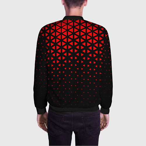 Мужской бомбер Геометрический градиент - чёрно-красный / 3D-Черный – фото 4