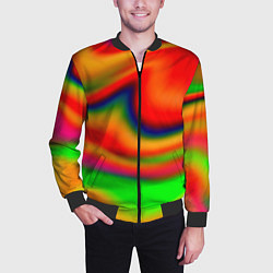 Бомбер мужской Неоновые разводы краски, цвет: 3D-черный — фото 2