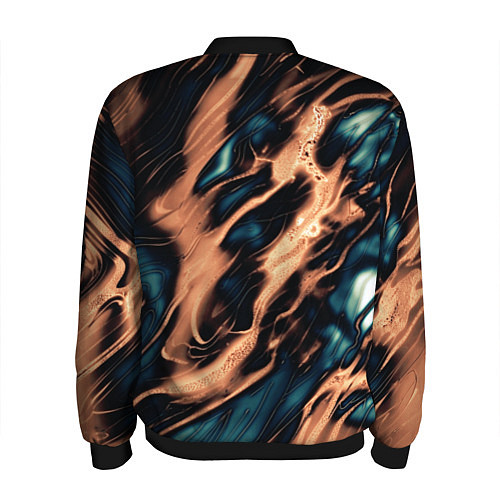 Мужской бомбер Абстракция тёмный бирюзово-медный / 3D-Черный – фото 2