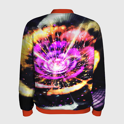 Мужской бомбер Оптический узор цветок / 3D-Красный – фото 2