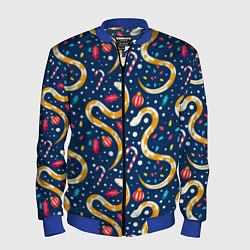 Мужской бомбер Новогодний паттерн символ года 2025