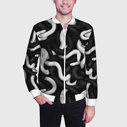 Бомбер мужской Черные и белые змеи, цвет: 3D-белый — фото 2