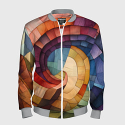 Мужской бомбер Разноцветная мозаика в виде спирали