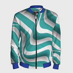 Бомбер мужской Абстрактные объёмные полосы - оптическая иллюзия, цвет: 3D-синий