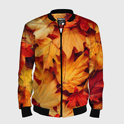 Бомбер мужской Осенние кленовые листья, цвет: 3D-черный