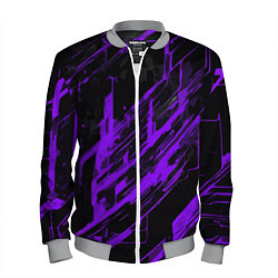 Бомбер мужской Purple stripes on a black background, цвет: 3D-меланж