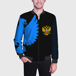 Бомбер мужской Герб РФ синий, цвет: 3D-черный — фото 2